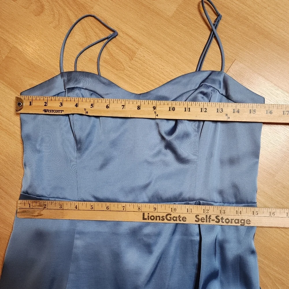 NWT Abercrombie Camille Blue Satin Smocked‎ Sleeveless Midi Dress Size MP
